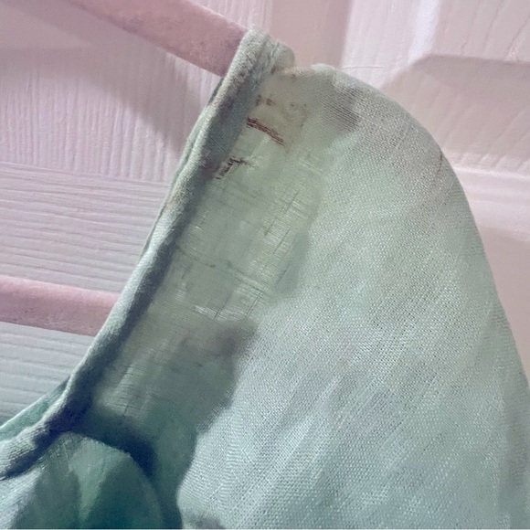 MINT STRAPLESS, LONG-SLEEVED, LINEN TIE-DETAILED MAXI DRESS Sz S - Picture 5 of 7